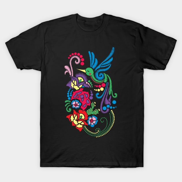 Colibri estilo bordado. T-Shirt by Velvet Love Design 